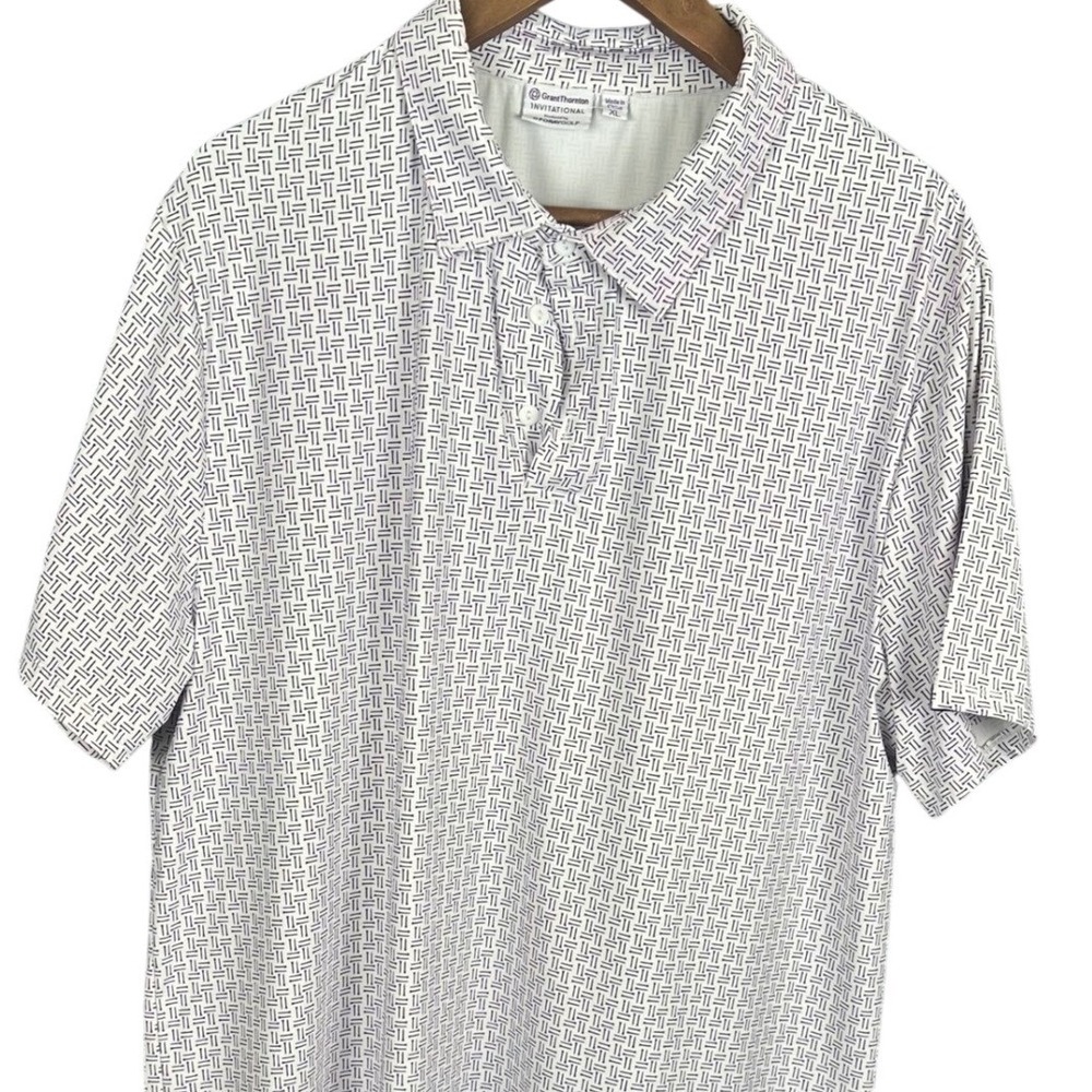 Foray Golf Grant Thornton Invitational Polo Shirt Mens XL Purple White Geometric